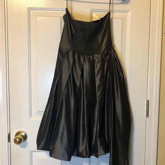 Zara Basic Strapless Metallic Gunmetal Bubble Mini Formal Dress Size Small - Picture 10 of 15